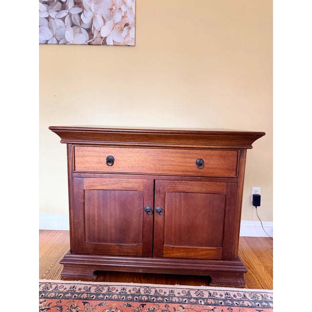 Brown Vintage Ethan Allen Medallion Style Cherry Server Cabinet For Sale - Image 8 of 16