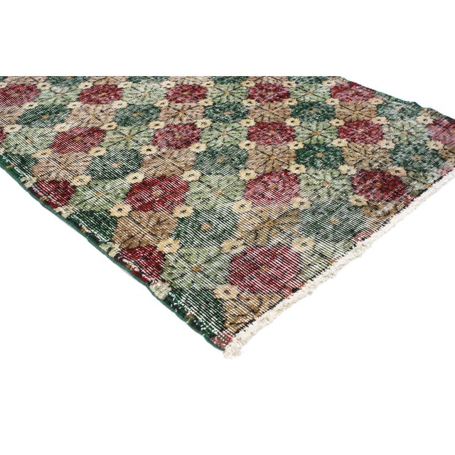 51913 Zeki Muren Vintage Turkish Sivas Rug, 02'09 x 06'02. The Verdant Mosaic: A Vintage Zeki Müren Sivas Masterpiece of...