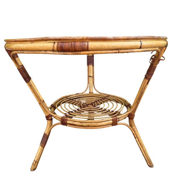 Vintage French Rattan Table, 1950s For Sale - Image 10 of 13