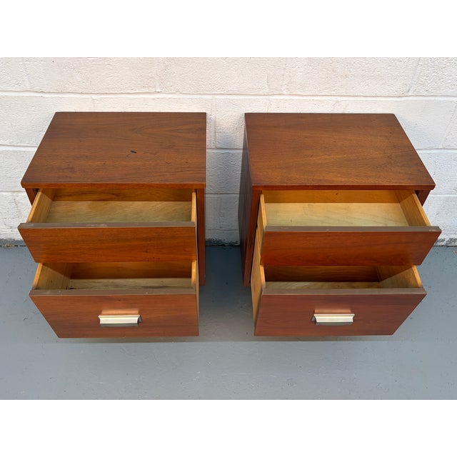 Wood Vintage "Mainline" Walnut Nightstands by Hooker, A Pair For Sale - Image 7 of 11