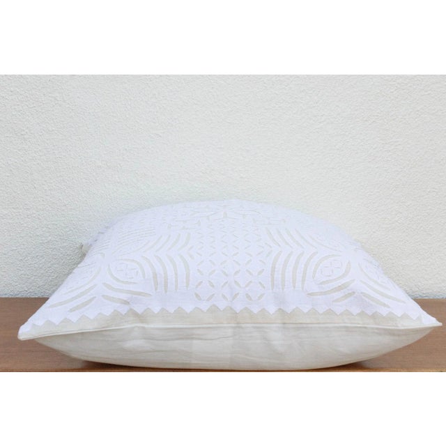 Gopi White Applique Pillow Cover For Sale In Los Angeles - Image 6 of 8