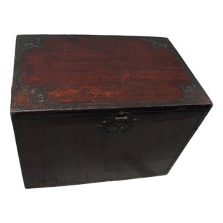 Chinese 19th Century Antique Trunk With Iron Ornaments For Sale