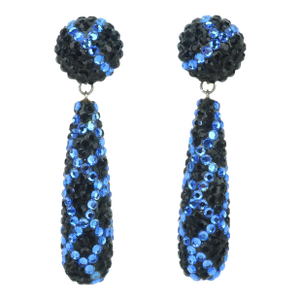1980s Black & Blue Pave Crystal Drop Earrings Attributed to James Arpad, a Pair