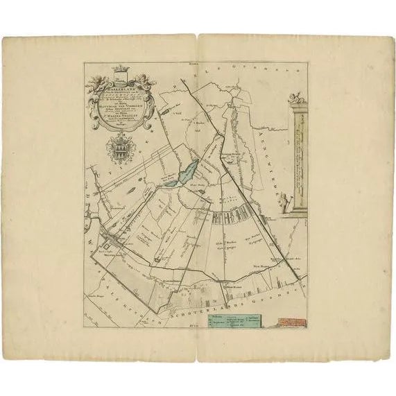 Antique Map of the Haskerland Township Friesland by Halma, 1718 For Sale
