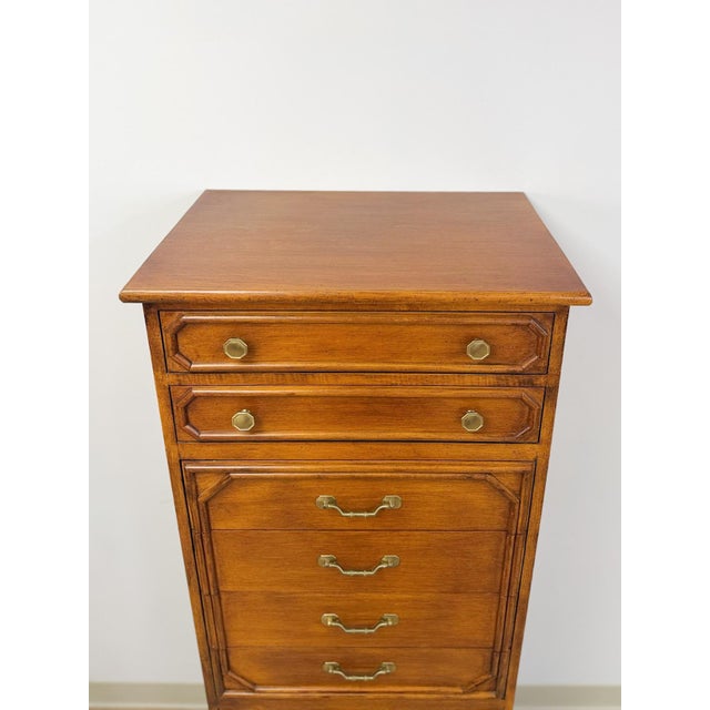 Ficks Reed Mid 20th Century Ficks Reed Faux Bamboo Lingerie Chest Eight Drawers Brass Hollywood Regency For Sale - Image 4 of 11