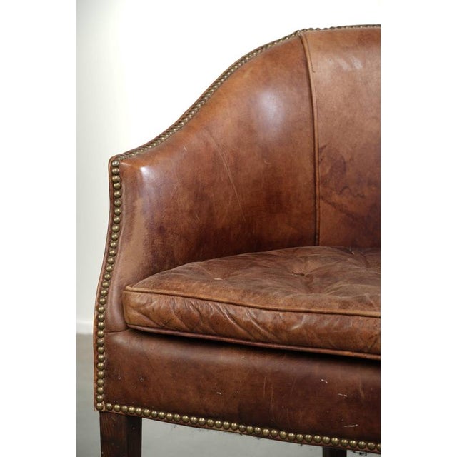 English Cognac Cowhide Leather Occasional Chairs, Set of 2 For Sale - Image 4 of 14