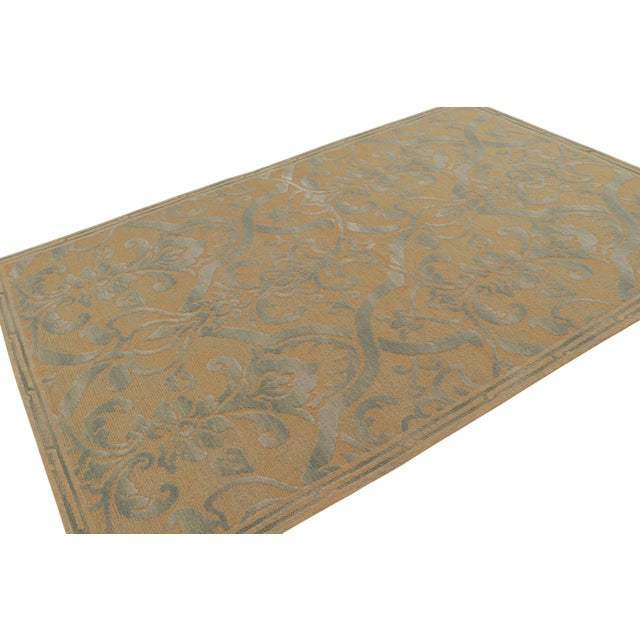 Rug & Kilim Rug & Kilim’s Italian Style Floral Rug in Beige-Brown and Gray Floral Pattern For Sale - Image 4 of 7