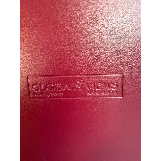 Global Views Burgundy Leather Executive Desk Tray With Leather Wrapped Handles For Sale - Image 12 of 12