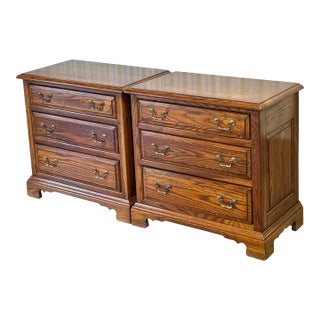 Vintage Ethan Allen Oak Canterbury Nightstand/ Commode - A Pair For Sale