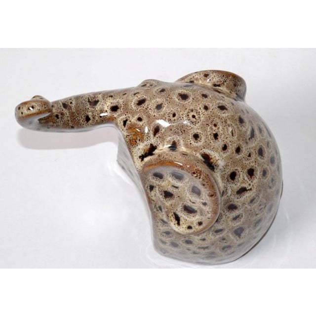 Mid-Century Modern Artistic Brown Beige Textured Ceramic Elephant Sculpture Firgurine For Sale - Image 4 of 7