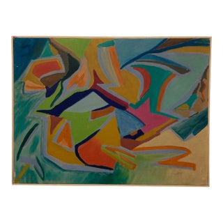 1960s Pauline Schubart Signed Mid-Century Abstract Landscape Oil Painting For Sale