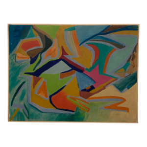 1960s Pauline Schubart Signed Mid-Century Abstract Landscape Oil Painting