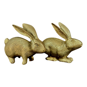 Pair of Vintage Large Brass Long Eared Bunny Rabbits