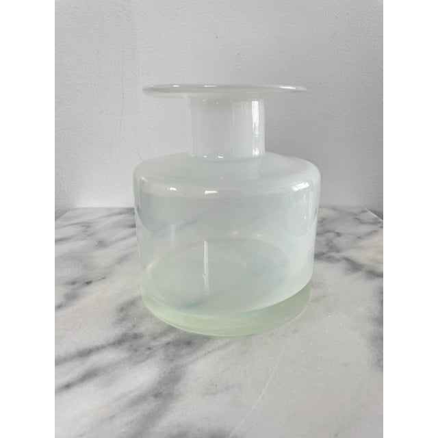 Gorgeous weighted bottom foggy white gul vase in the style of Holmegaard / Otto Brauer Sweden. Perfect medium sized vase...