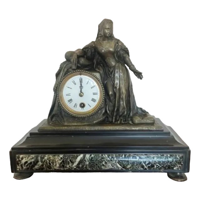 Victorian Marble Mantle Clock, 1860s For Sale