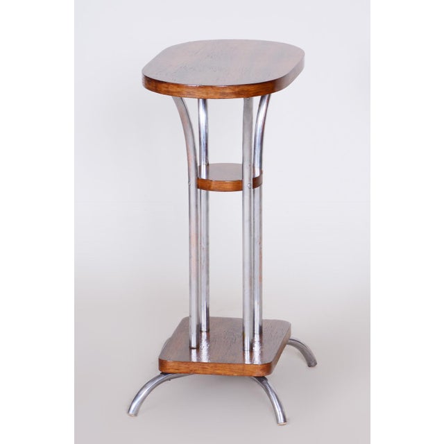 Art Deco Pedestal in Walnut & Chrome, France, 1930s For Sale - Image 9 of 11