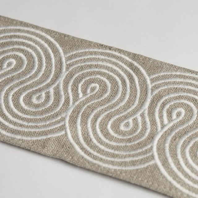 Schumacher Sample - Schumacher Giraldi Embroidered Trim in Linen For Sale - Image 4 of 4