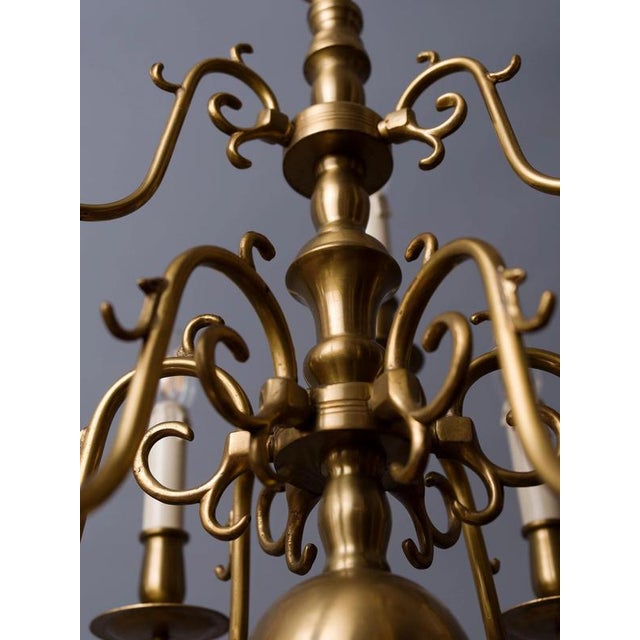 2000 - 2009 Dutch Brass 9-Arm Chandelier For Sale - Image 5 of 9