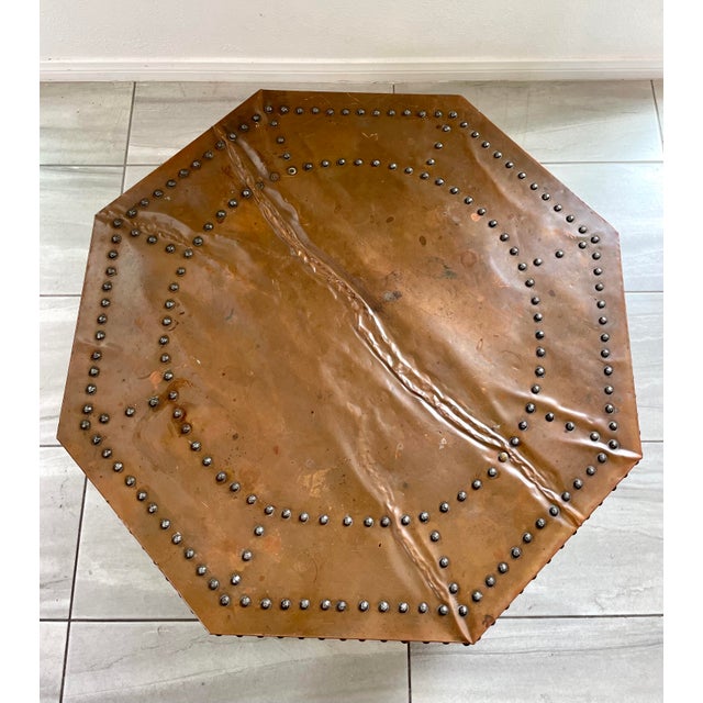 1960s 1960s Brown-Saltman Spanish Mission Style Copper-Top Octagonal Cocktail Table For Sale - Image 5 of 12