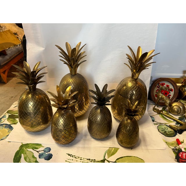 Brass 1970s Brass Pineapple Boxes - Set of 6 For Sale - Image 8 of 8