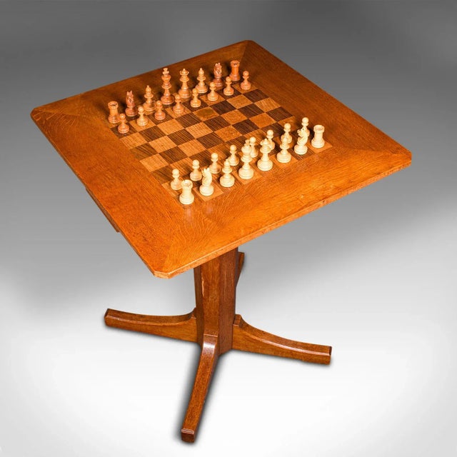 1950s Antique English Oak Chess Table For Sale - Image 6 of 11