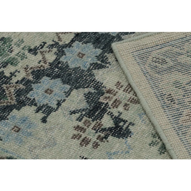 Textile Rug & Kilim’s Distressed European Rug in Blue and Teal With Floral Patterns For Sale - Image 7 of 7
