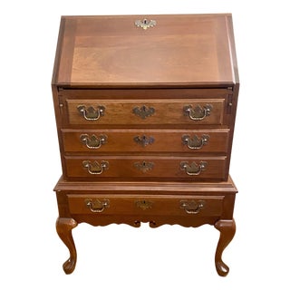 Maddox Colonial Reproductions Cherrywood Queen Anne Style Slant-Front Secretary Desk For Sale