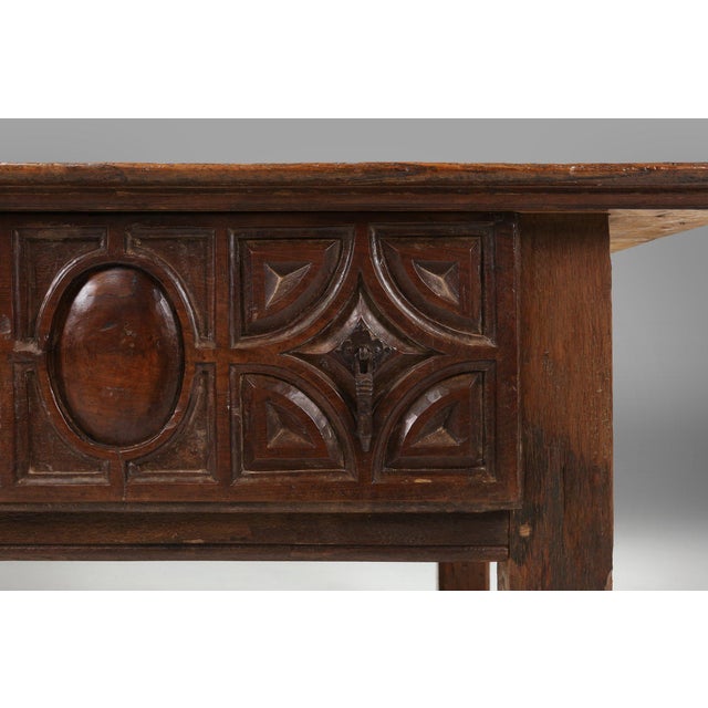 Antique Spanish Console Table in Carved Oak, 1700s For Sale - Image 6 of 18