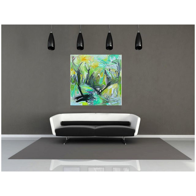 Large "Green Hills" by Trixie Pitts Large Abstract Expressionist Oil Painting For Sale - Image 9 of 11