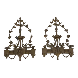 Pair Bronze Rams Head Regency Style Candelabras