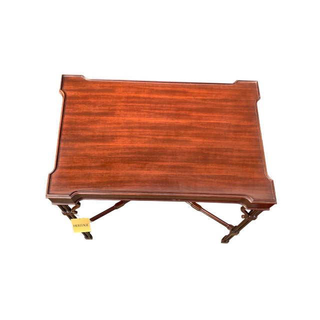 Wood Late 20th Century Table Drexel Heritage Brand Chippendale Style Mahogany Wood Vintage ClassicDecor For Sale - Image 7 of 8