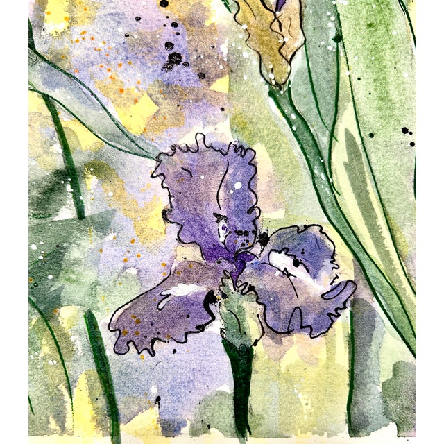 Amethyst Watercolor Painting Original “Amethyst Iris” For Sale - Image 8 of 9
