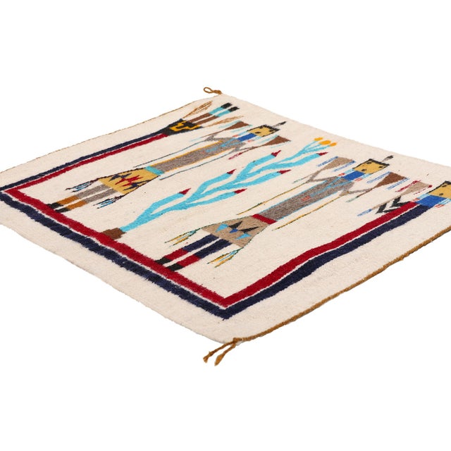 79545 Vintage Yeibichai Southwest Rug, 02'01 x 02'00. The Ceremonial Chant: A Vintage Yeibichai Masterpiece of Sacred...