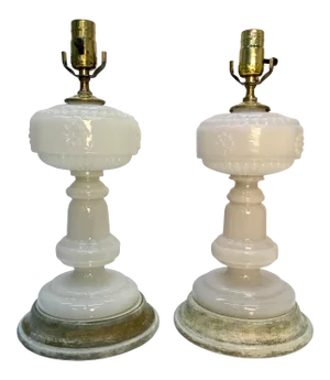 Vintage Opaline Glass Lamps - a Pair