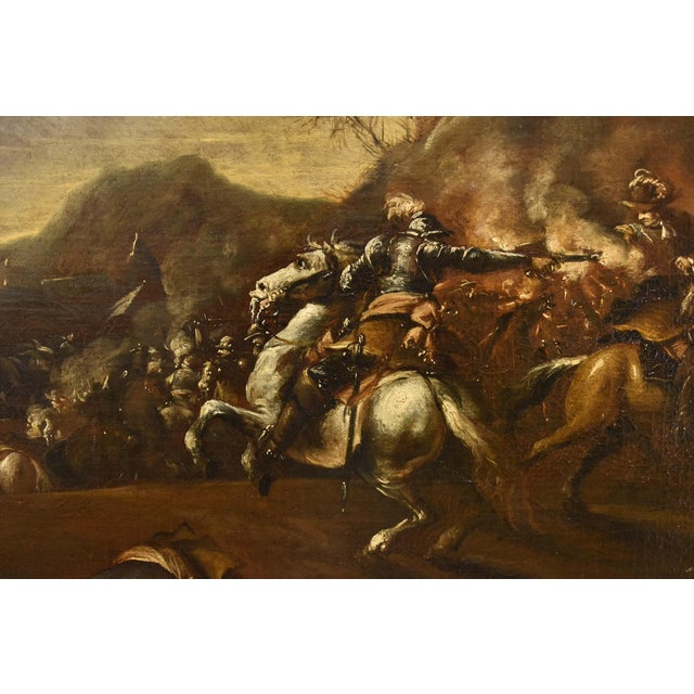 Francesco Graziani / Ciccio Napoletano, Battle with Knights, 1690, Oil on Canvas, Framed For Sale - Image 4 of 16