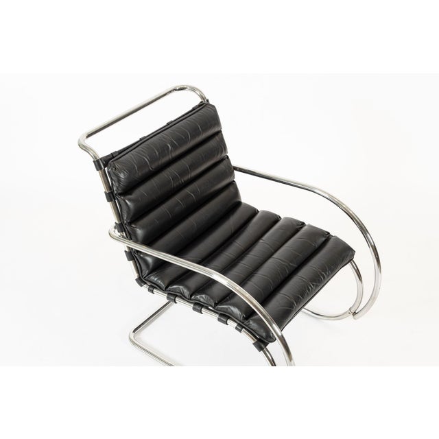 Mid Century Mr Black Leather Arm Chairs by Mies Van Der Rohe for Knoll For Sale In Detroit - Image 6 of 15