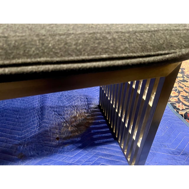 Architectural Stainless Steel Slat Bench With Custom Wool Cushion For Sale - Image 10 of 10