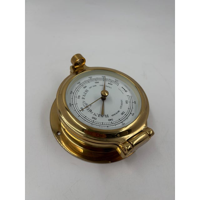 Vintage Brass Ship Barometer, 1950s For Sale - Image 11 of 18