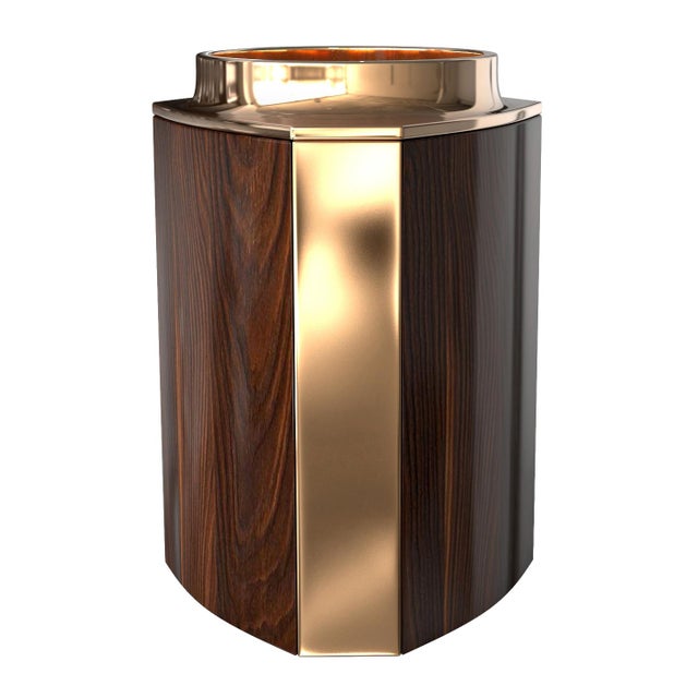Not Yet Made - Made To Order "Victoria" Ice Bucket With Bronze and Walnut, Handmade For Sale - Image 5 of 6