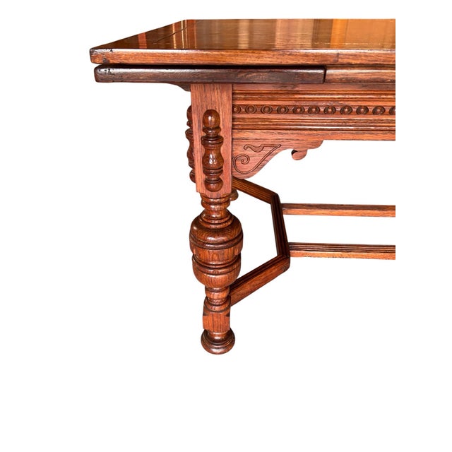 Ornate Early 20th Century Jacobean Style Draw Leaf Dining Table For Sale - Image 10 of 12