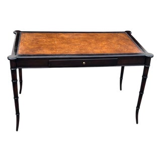 Late 20th Century Faux Bamboo Leather Top Writing Desk For Sale