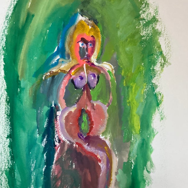 1970’s original outsider art figure watercolor painting. Measures 18x24. Check out my shop Robins Egg Gallery for more.