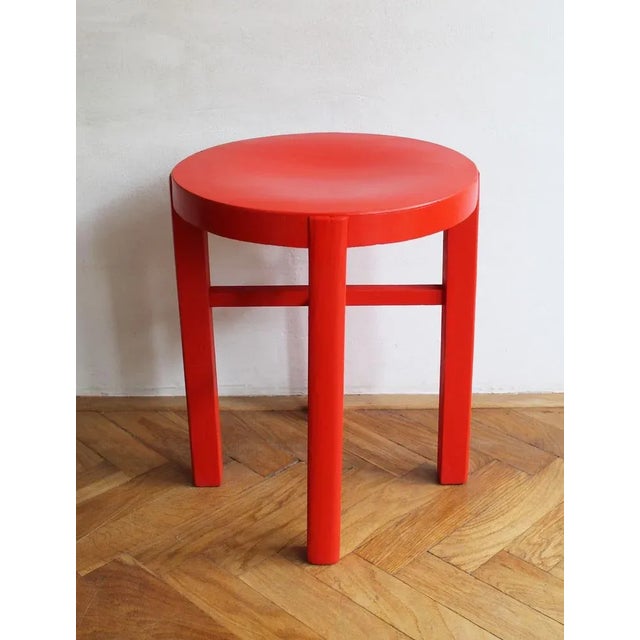 Red Modernist Red Stool, 1930s For Sale - Image 8 of 11