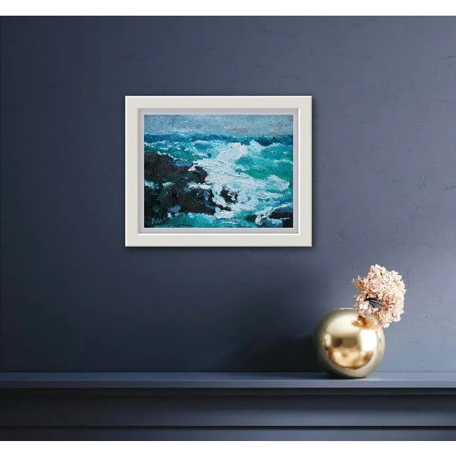 Contemporary Coastal Whitewater Patterns, Seascape Oil Painting For Sale - Image 3 of 7