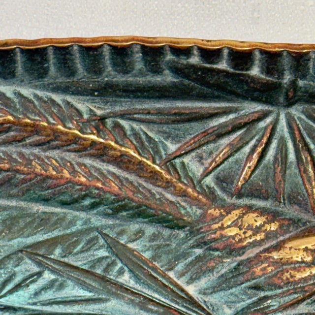 American 1948 Virginia Metalcrafters Brass Pheasant Tray, Verdi Finish For Sale - Image 3 of 12