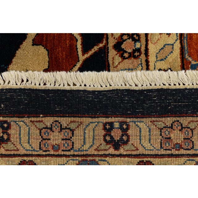 Navy Blue 16x25 Modern Bidjar Style Navy Blue & Rust Wool Area Rug Geometric Lattice For Sale - Image 8 of 13