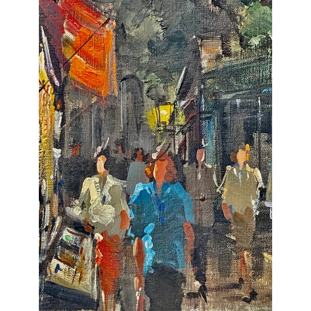 Black 20Th. Century. Cityscape Paris by Night in Montmartre, Oil on Canvas, Signed For Sale - Image 8 of 15