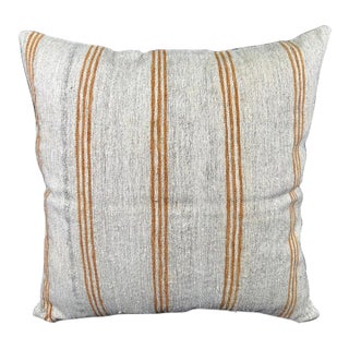 Turkish Hemp Pillow Cushion Natural Beige Rust Pillow Cushion Cover 24"x24" For Sale