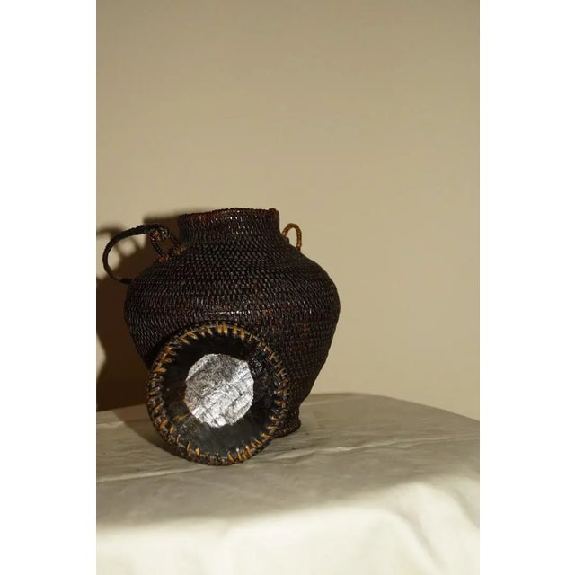 Early 20th Century Vintage Filipino Ifugao Ulbong Rice Basket Hand Woven Bamboo For Sale - Image 4 of 10