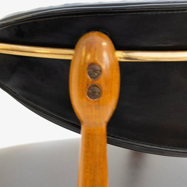 Dan Johnson Walnut and Brass Viscount Chair by Selig For Sale In New York - Image 6 of 7